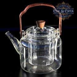 Ceainic cu sita si capac de sticla termorezistenta MU BING CHA HU - 1.2L 