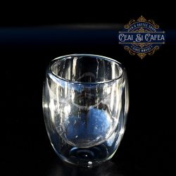 Cupă de sticlă termorezistentă, cu perete dublu - vol. 180ml