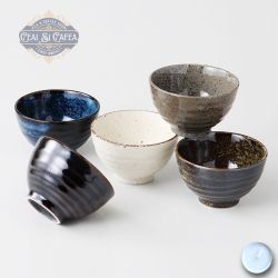 Goshiki Wan – Set 5 Boluri Japoneze din Ceramică Artizanală, 9 cm