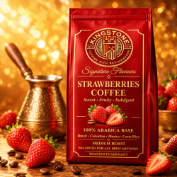 punga cu strawberries coffee cafea cu aroma de capsuni kingstone