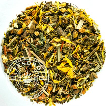 Morning Kiss – Infuzie Herbală Energizantă | Ceai Natural cu Mate, Guarana & Kombucha