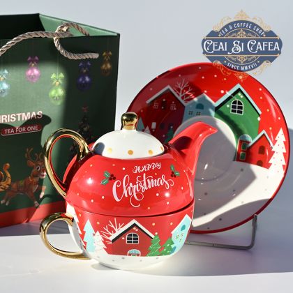Ceainic cu ceașcă, Tea For One, HAPPY CHRISTMAS - LINEA GOLD - 380ml