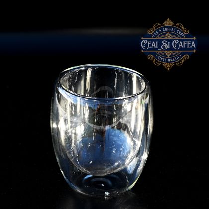 Cupă de sticlă termorezistentă, cu perete dublu - vol. 180ml