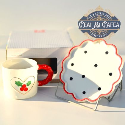 Cană cu suport ceramic CRĂCIUN DULCE - diverse modele - 350ml