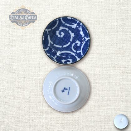 Tako Indigo – Farfurioară Japoneză din Porțelan, Model Indigo, 9 x 2 cm