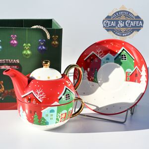 Ceainic cu ceașcă, Tea For One, HAPPY CHRISTMAS - LINEA GOLD - 380ml