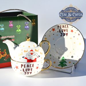 Ceainic cu ceașcă, Tea For One, PEACE LOVE JOY - LINEA GOLD - 380ml