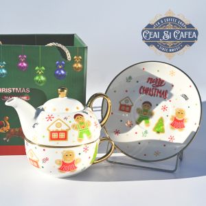 Ceainic cu ceașcă, Tea For One, TURTĂ DULCE GINGER BREAD - LINEA GOLD - 380ml