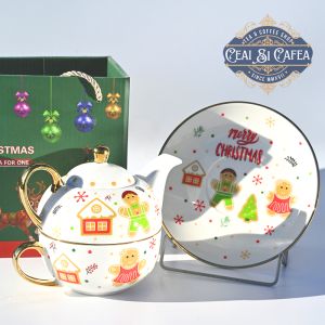 Ceainic cu ceașcă, Tea For One, TURTĂ DULCE GINGER BREAD - LINEA GOLD - 380ml