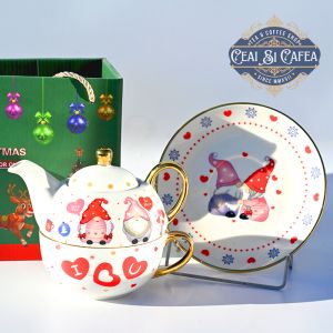 Ceainic cu ceașcă, Tea For One, LOVE YOU, SANTA - LINEA GOLD - 380ml