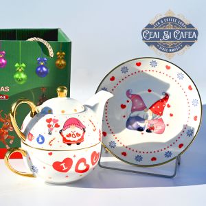 Ceainic cu ceașcă, Tea For One, LOVE YOU, SANTA - LINEA GOLD - 380ml