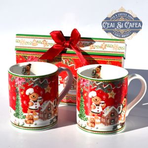 Set 2 cani CASUTA OMULUI DE TURTA DULCE - GINGERBREAD MAN - 2x250ml - cutie rectangulara