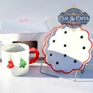 Cană cu suport ceramic CRĂCIUN DULCE - diverse modele - 350ml