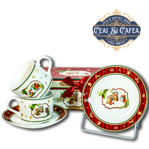 Set Cănițe cu farfurioare COPIII ȘI MOȘ CRĂCIUN - 2 x 180ml