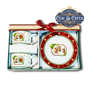 Set Cănițe cu farfurioare COPIII ȘI MOȘ CRĂCIUN - 2 x 180ml