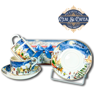 Set 2 cani cu farfurioare COPII LA SĂNIUȘ - 2x180ml