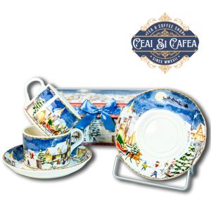 Set 2 cani cu farfurioare LA JOACĂ ÎN ZĂPADĂ - 2x180ml