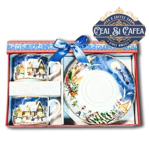 Set 2 cani cu farfurioare LA JOACĂ ÎN ZĂPADĂ - 2x180ml