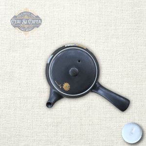 Kyusu „Midnight Bloom” – Ceainic în stil japonez, 110 ml, ceramică emailată decorată