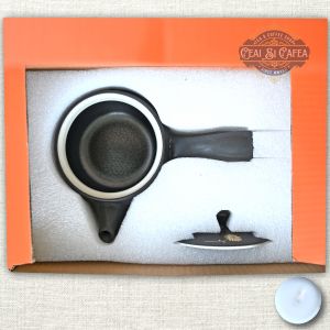 Kyusu „Midnight Bloom” – Ceainic în stil japonez, 110 ml, ceramică emailată decorată