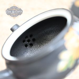 Kyusu „Midnight Bloom” – Ceainic în stil japonez, 110 ml, ceramică emailată decorată