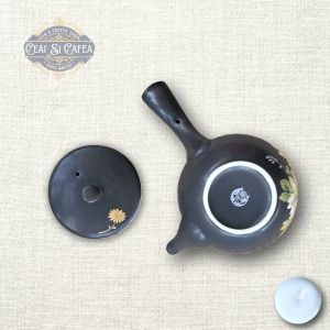 Kyusu „Midnight Bloom” – Ceainic în stil japonez, 110 ml, ceramică emailată decorată