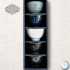 Goshiki Wan – Set 5 Boluri Japoneze din Ceramică Artizanală, 9 cm
