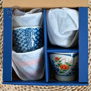 Wagara Guinomi – Set 5 Cupe Japoneze din Porțelan Fin cu Modele Wagara