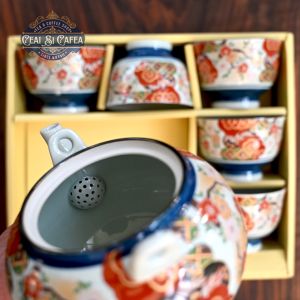 MIYABI HANAMI – Serviciu Japonez de Ceai Pictat Manual, Ceainic 0,6 L + 5 Cupe