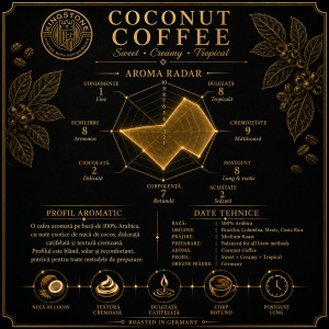 Coconut Coffee - Cafea 100% Arabica cu Aromă de Cocos | Exotică și Cremoasă - boabe sau macinata